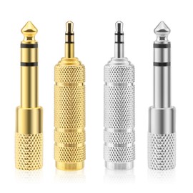 BlingKingdom 4pcs Headphone Adapter Jack 6.35mm (1/4 Inch) Male to 3.5mm (1/8 Inch) Female and 3.5 mm (1/8 Inch) Male to 6.35 mm (1/4 Inch) Female Stereo Adapter for Headphone, Guitar Amplifier