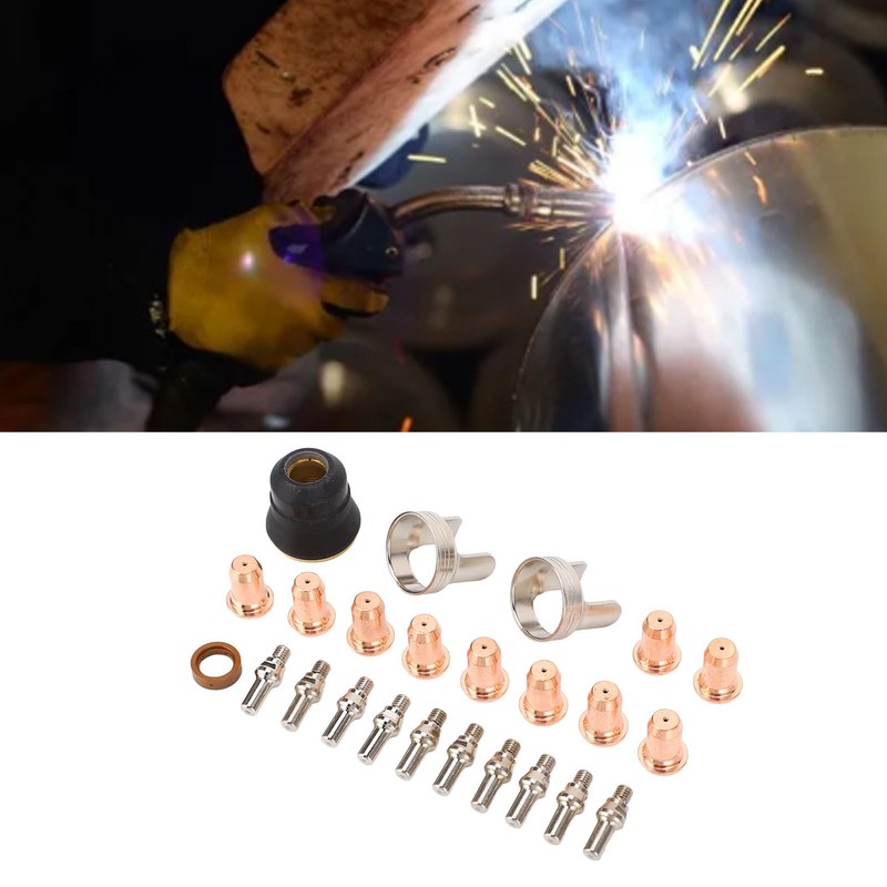 Plasma Cutter Nozzle Tip Electrode Set, 24 Piece Consumables Kit