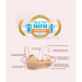 HOFISH Women's Maternity Nursing Bras Seamless 3 Pack Deep V Neck Push Up Bra for Breastfeeding with Extenders & Clips(3 Beige,S)