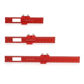 TMZDCJK Pocket Ruler Woodworking T-Ruler 3pcs Aluminum Woodworking Rulers Scribing Ruler with Metric/Inch Measurements (Red)