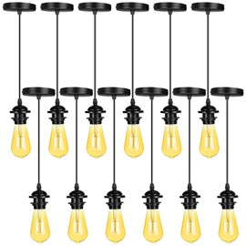 Grinsvalley 12 Pack Industrial Mini Pendant Light Kit Bulk, UL E26/E27 Lamp Socket 3.28 ft Adjustable Hanging Light Cord Kit Edison Vintage Retro Ceiling Lamp Fixture for Kitchen Bar Decor(Black)