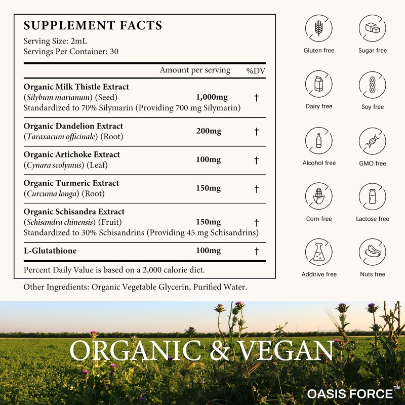 OASIS FORCE Organic Milk Thistle Extract Liquid for Liver Cleanse