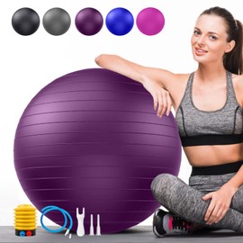 Goonidy Soft Exercise Ball, Large, Burst Protection, Office Ergonomic Supports 2200 lbs, Yoga Ball
