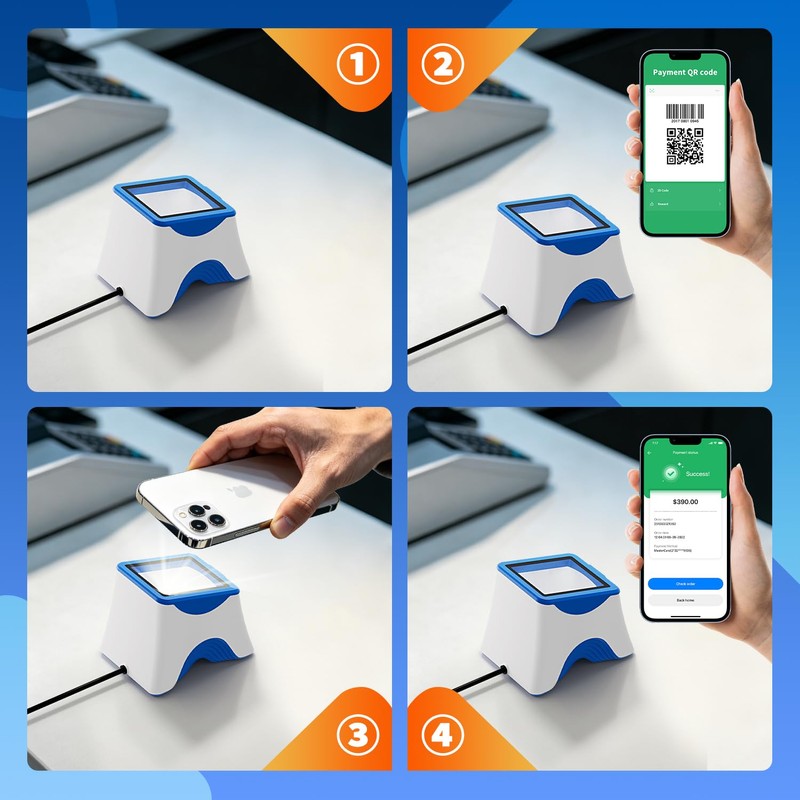 NetumScan Desktop Barcode Scanner, Omnidirectional QR Reader for Retail