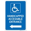 Handicapped Accessible Entrance with Left Arrow Sign, 10x14 Inches, Rust
