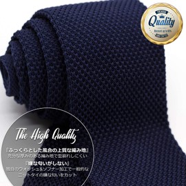 WANDM Pointed Knit Tie, Solid Color, Washable, Necktie, 2.8 inches (7 cm) Wide, solid/navy, 大剣先幅7cm×全長約145cm (細めのレギュラー幅)