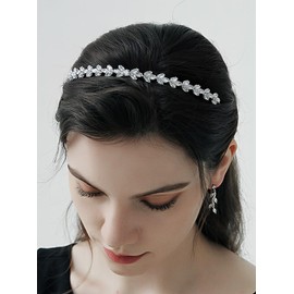 JWICOS Rhinestone Bridal Headband Crystal Headband for Women Handmade Bridal Headpieces for Bride Flower Girls Wedding Hair Accessories for Prom Birthday Party (gold large size)