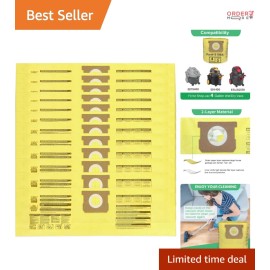 High Efficiency 12 Pk Type D Vacuum Bags for Shop-Vac 4 Gallon Dust Collection