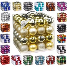 Inge-Glas 64 Decorative Christmas Tree Baubles 6 cm Box Plastic Unbreakable