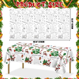 2Pack Christmas Coloring Tablecloths, Rectangular Paper Xmas Table Covers, Giant Coloring Poster Santa Claus Snowman for Kids Winter Holiday New Year Merry Christmas Party Supplies, 54 x 108inch