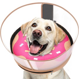 Didopet Inflatable Dog Cone with Transparent Shield, Protective Dog Donut Collar After Surgery to Stop Licking, Soft Donut Cone for Large Pets, Adjustable Recovery Collar with Buckle Visibility