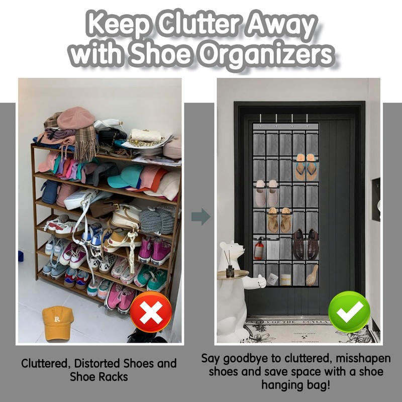 Kotkn Over the Door Shoe Organizer with 30 Breathable Mesh