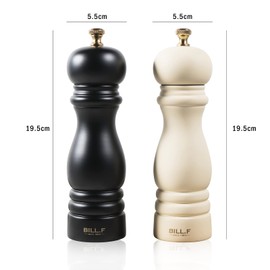 Pepper Mill, Salt Mill, Spice Mill, Manual, Wood Salt and Pepper Grinder, Crystalline Salt, Rock Salt, Spices, Adjustable Coarseness, Natural Material, Solid Wood, Made of Oak, Seasoning Mill, Ceramic Grinding Cores, Condiment Container, 2.2 x 7.7 inches