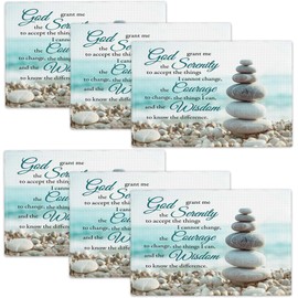 Beach Stone Placemats Set of 6 Coastal Serenity Prayer Table Mats Washable Place mats for Party Kitchen Dining Decoration 12x18 Inch