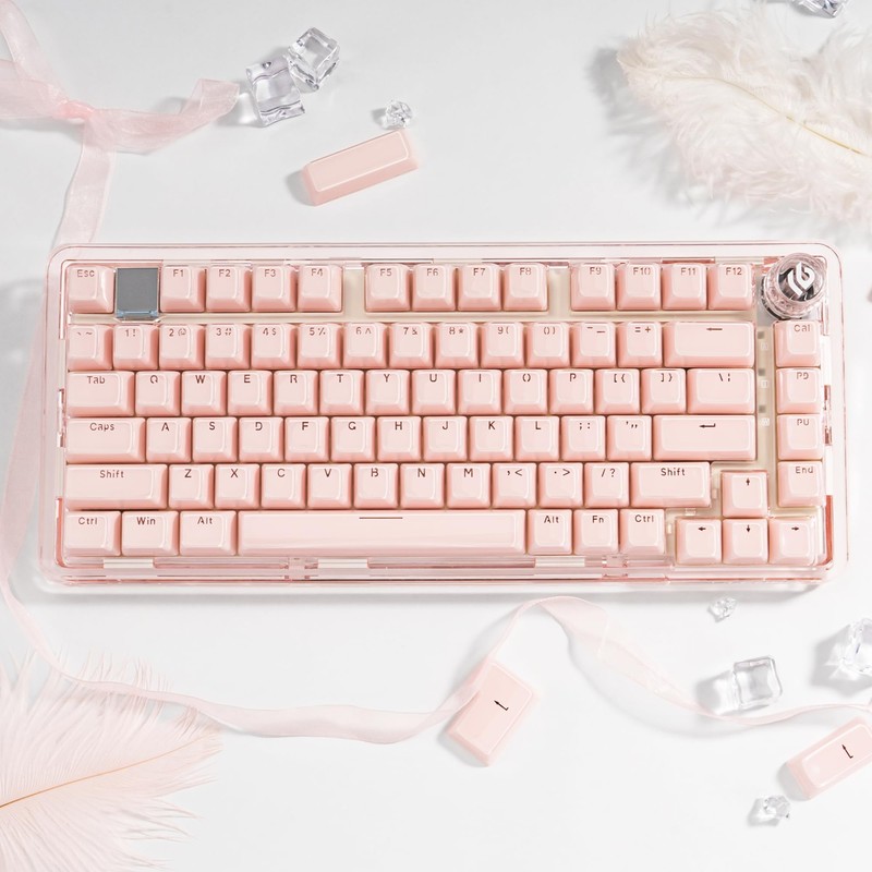 GEKUCAP Pink Clear Keycaps, Translucent Custom Keyboard Key Cap, MDA
