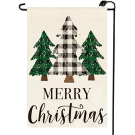 Christmas Tree Garden Flag 12x18 Inch Vertical Double Sided Merry Xmas Buffalo Plaid Small Flags Farmhouse Outside Decoration For Yard SD18