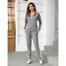 Demegimi Streatwear Tracksuits Women's Lightweight Sports Suit Leisure Suit, gray, M
