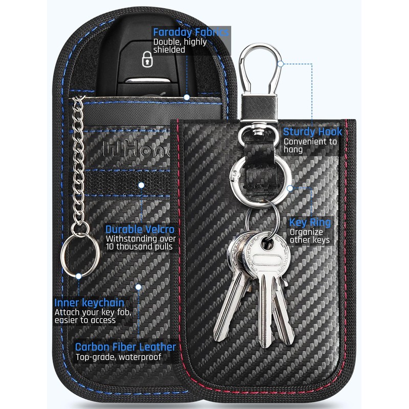WHonor 2 Pack Faraday Pouch for Key Fob, RFID Signal