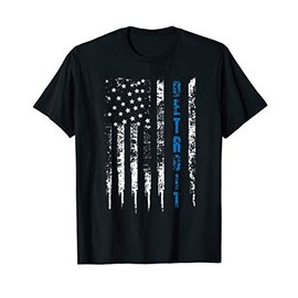 Thin Line Blue Detroit Distressed National Police Week T-Shirt