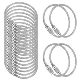 [PATIKIL] 20pcs 3.9" Length Wire Keychain Cable Stainless Steel Key Ring Loop, Silver