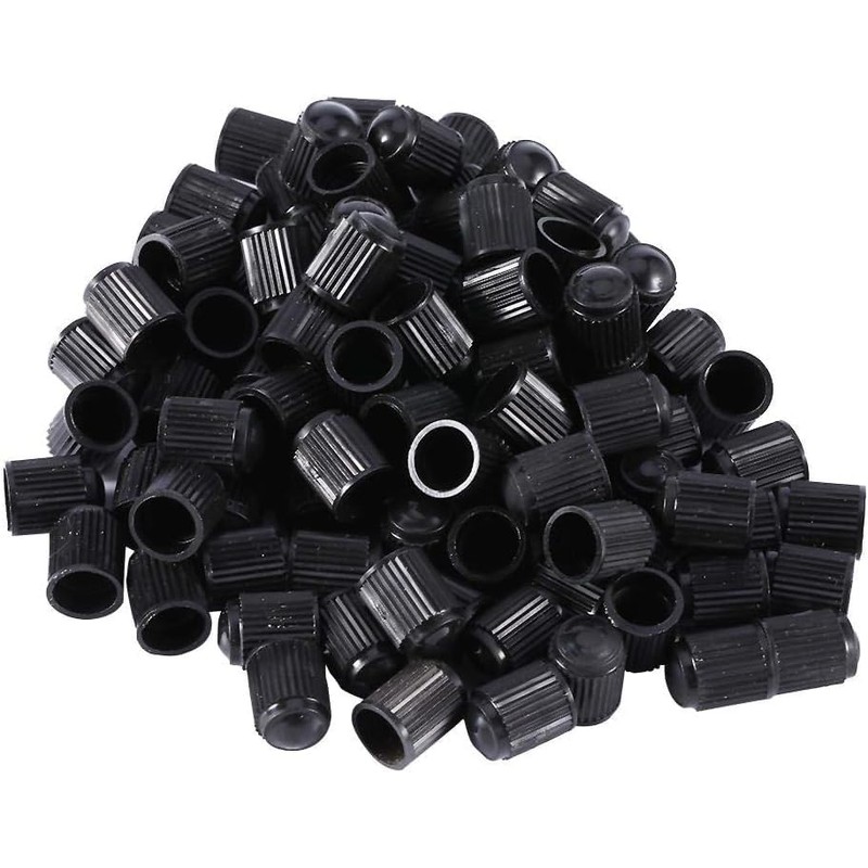Tapones de válvula de neumático, 100 Piezas de plástico Negro