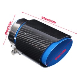 Car Exhaust Tip, Qiilu Car Exhaust Tip, 3.15 Inch Inlet 3.98 Inch Outlet Car Exhaust Trim Simple Outlet Straight Side Fibre Blue Stainless Steel