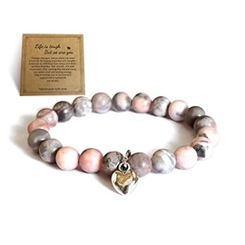 Panifio Lava Rock Pink Zebra Jasper Bracelet for Women Stress Relief Yoga Relaxation Inspirational Bracelet To My Daughter, Granddaughter, Sisters, Mom, BFF, Stone, no gemstone