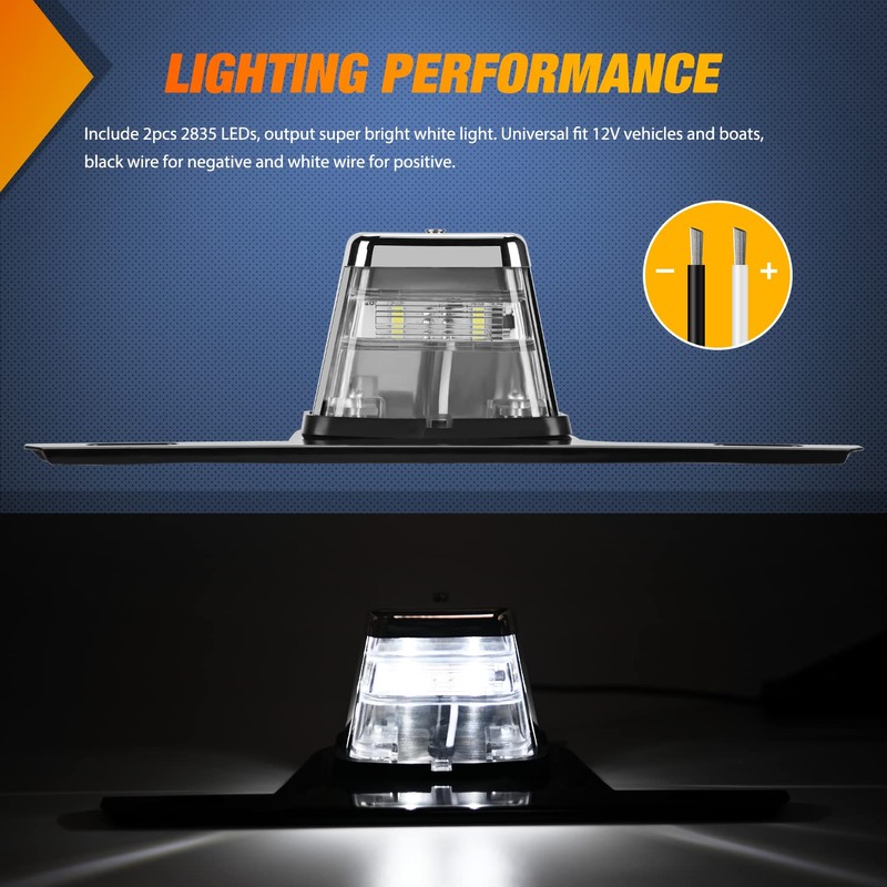 Nilight LED License Plate Light w/Bracket Mount Waterproof Courtesy Step