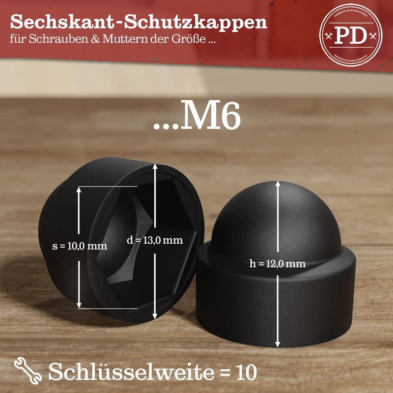 PD® Hexagonal protective caps M6 (wrench size 10) - cover
