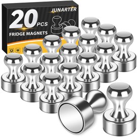 Paquete de 20 Chinchetas Magnéticas, Imanes Plateados Fuertes para Refrigerador, Imanes para Pizarra Blanca, Imanes para Refrigerador Fuertes, Imanes 