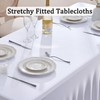 White Stretchy Spandex Tablecloth for 1.8 m Rectangular Table, Washable