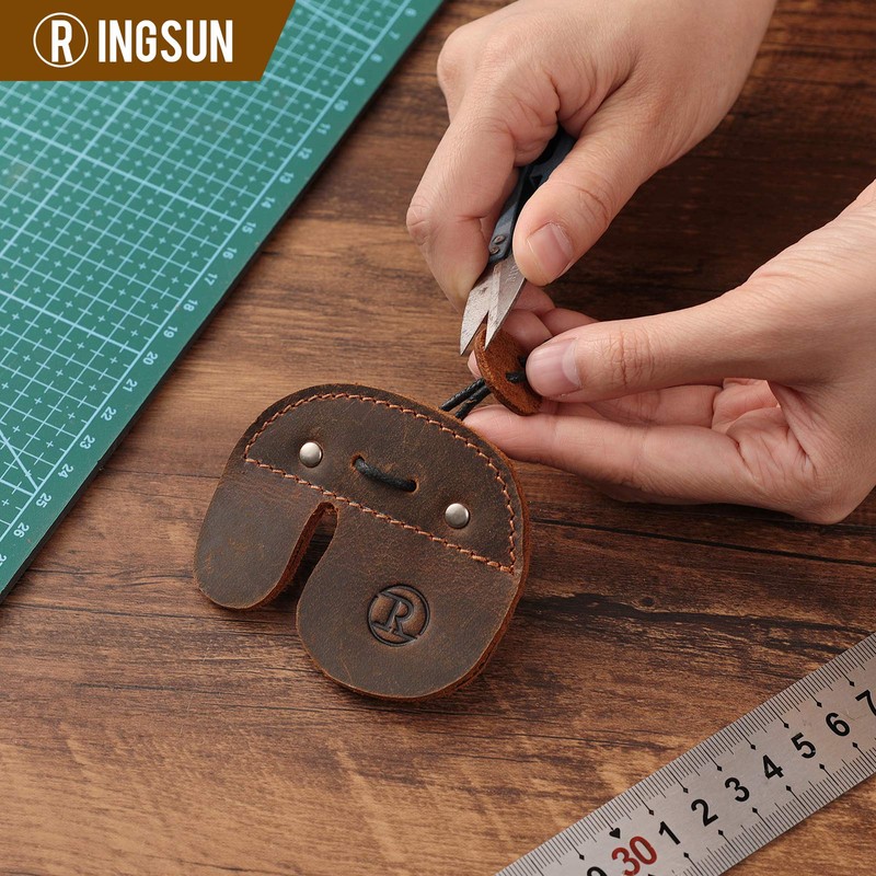Ringsun Leather Archery Finger Tabs,Handmade Archery Finger Guard for Shooting