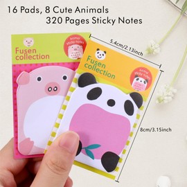 16 Packs Cute Kids Sticky Notes Set, JIANTA Small Pastel Sticky Notes for Party Bags, Funny Sticky Note Pads Mini Memo Note Pad Party Bag Fillers for Kids