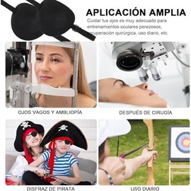 Parches de Ojos 3D, 6 Piezas Parches para Ojos Médicos Ajustables, Parches Oculares para Ambliopía Eye Parches para Entrenamiento de Ojo Perezosos