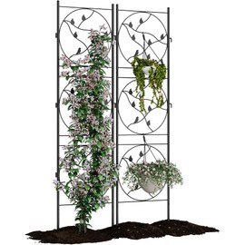 4 PCS 21x72 Inch Black Metal Garden Trellis, Rustproof Plant Support for Climbing Roses, Vines, Vegetables & Flowers, Outdoor/Indoor Trellis for Potted Plants, Houseplants & Patio Gardening