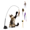 LENOK Cat Fishing Toy with Suction Cup and Feathers -