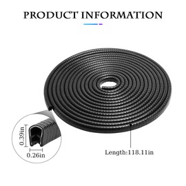 Car Door Edge Guards, 10Ft U Shape Rubber Seal Car Edge Trim, Automotive Door Protector No Glue Required, Car Door Edge Protection Accessories Universal for Most Cars, Car Accessories (Black/10FT)