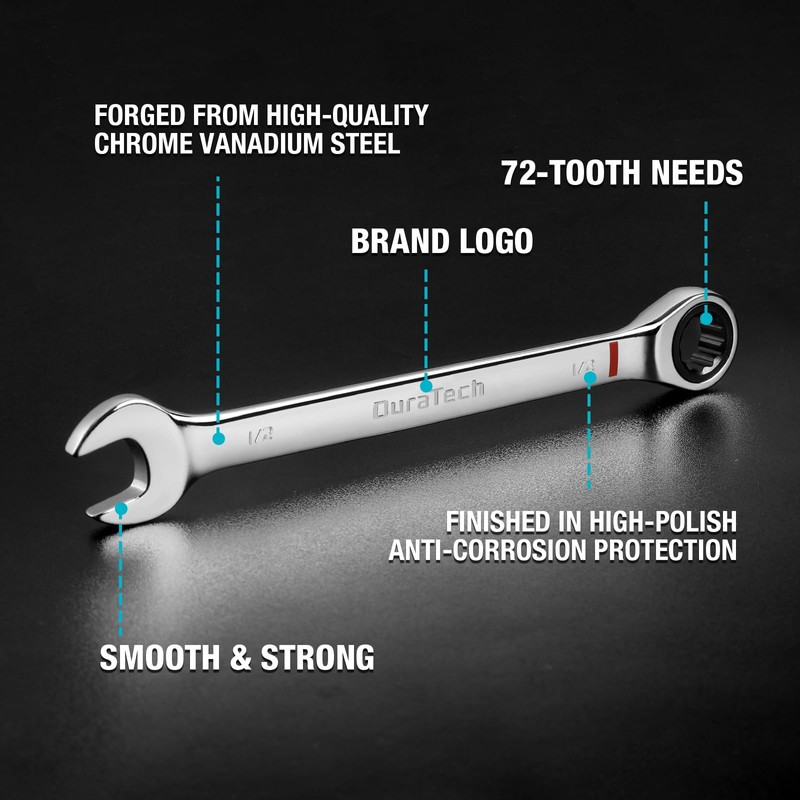 DURATECH 32-Piece Ratcheting Combination Wrench Set, 20 PCS Combo Wrench