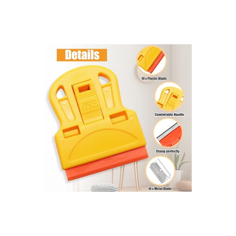2 Sets Razor Blade Scrapers, Plastic Scraper Tool Extra 10