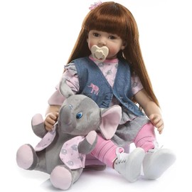 HEHUZY Reborn Baby Dolls Girl, 24 Inch Newborn Baby Doll with Weighted Cloth Body, Lifelike Reborn Doll, Advanced Painted Vinyl Gift Set for Kids Age 3+