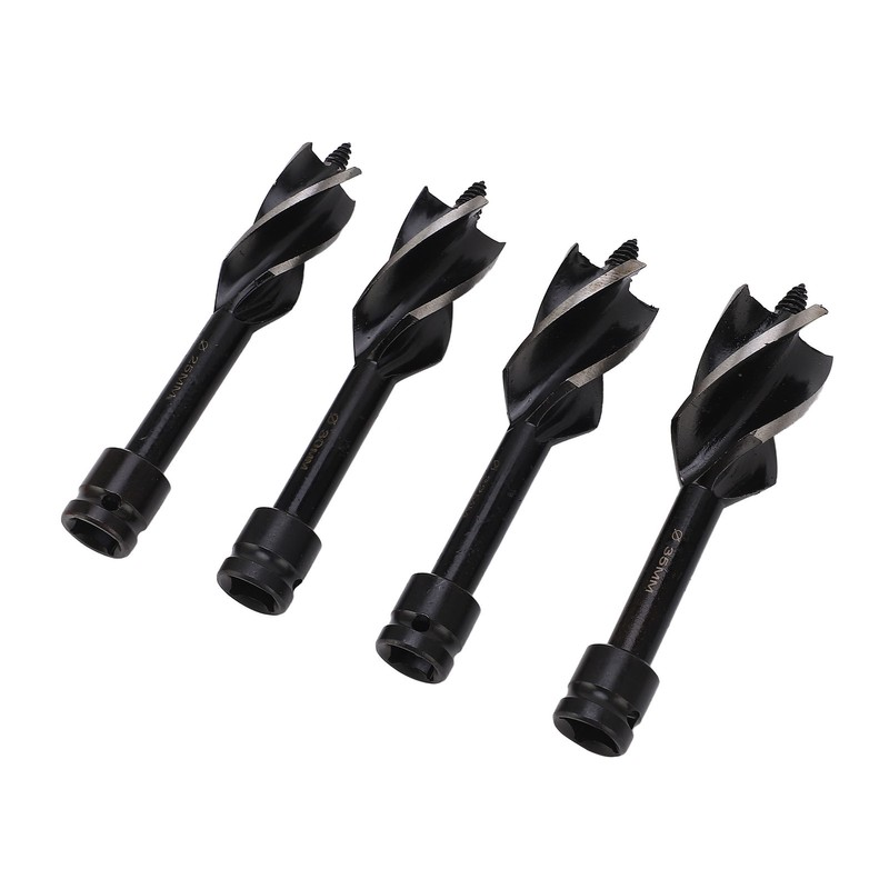 4 Pcs Wood Auger Bit 4 Flute Detachable Hex Shank