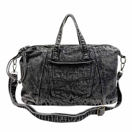 Jeans Denim Bag Shoulder Bag Canvas Bag Retro Shoulder Bag Shopper Unisex, B Black