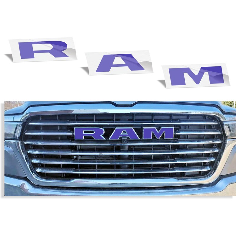 RAM Grille Emblem Overlay Decal Stickers 2025 Ram 1500 (Color:
