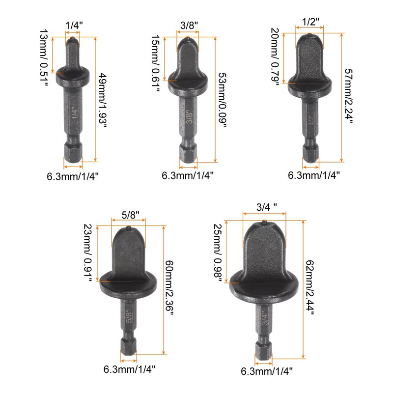 uxcell Swage Tube Expander Drill Bit Set 1/4" Hex Handle