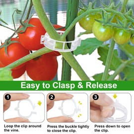 250 Pcs Tomato Clips, Plant Support Clips and J Tomato Hooks, Plastic Trellis Clip Vegetable Cages Vine Garden Clip for Tomatoes Cucumber Grape Melon, Makes Plants Grow Upright or Prevent Falling Off