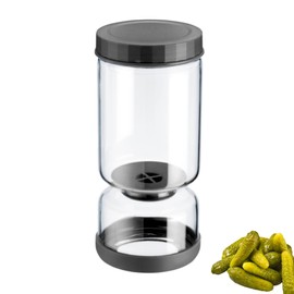 Westmark Drip Glass 1 Piece - Multifunctional Insert Jar for Kimchi & Cucumbers for Draining and Serving - Transparent/Black, 1300 ml, Glass