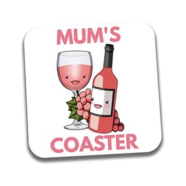 AK Giftshop Mum's Rose Wine Themed Coaster Mothers Day Birthday Mum Gift