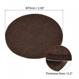sourcing map Felt Furniture Pads, 75mm Dia Self-stick Non-slip Anti-scratch Round Felt Pads Cabinet Closet Feet Floor Protector Brown 4 Pads