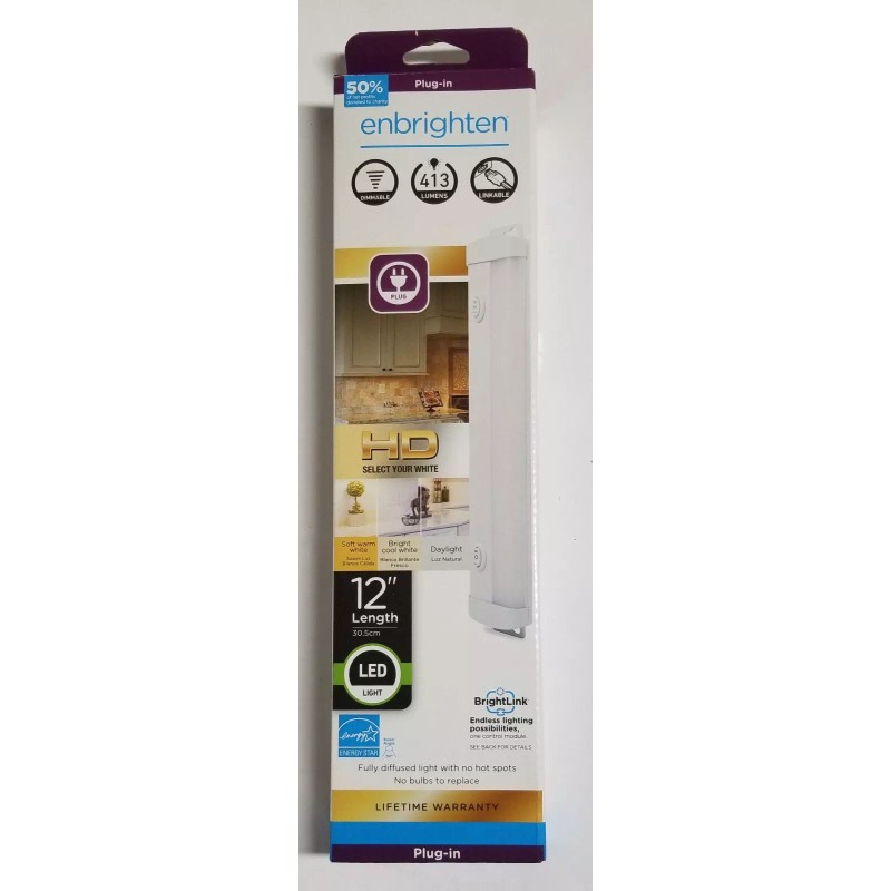 Enbrighten BrightLink 12-in Plug-in LED Under Cabinet Light Bar Light
