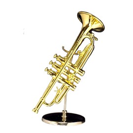 5" Gold Trumpet w/Case Miniature Replica Music Musical Instrument
